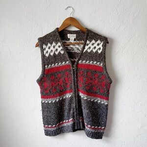 Vintage Fairy Grunge Granola Cabincore Zip Up Knit Sweater Vest Jacket Medium